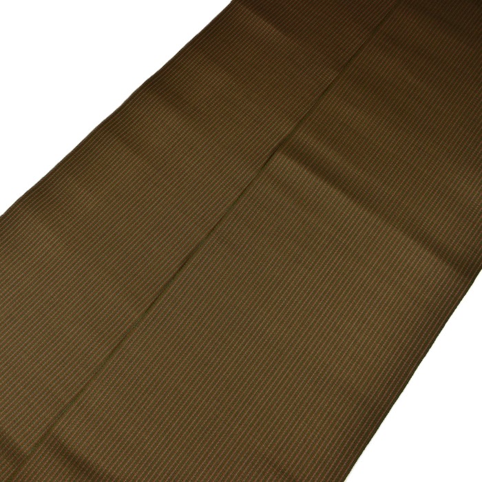 本場黄八丈 八寸名古屋帯 綾織 細縞 鶯茶色 | hanaito